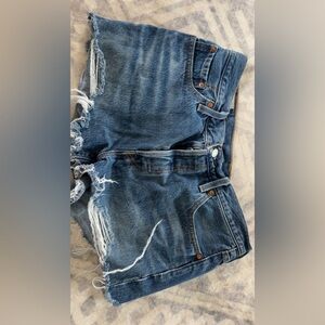 Levi's Distressed 501 Blue Denim Jean Shorts